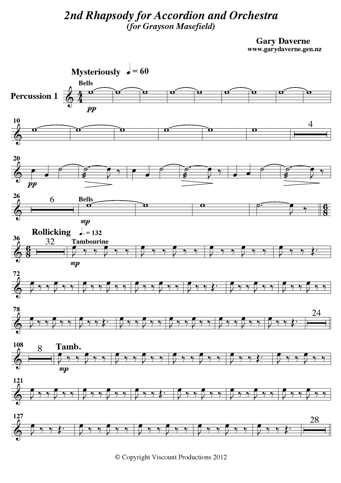 2nd Rhapsody for Solo Accordion and Symphony Orchestra - Score & Parts