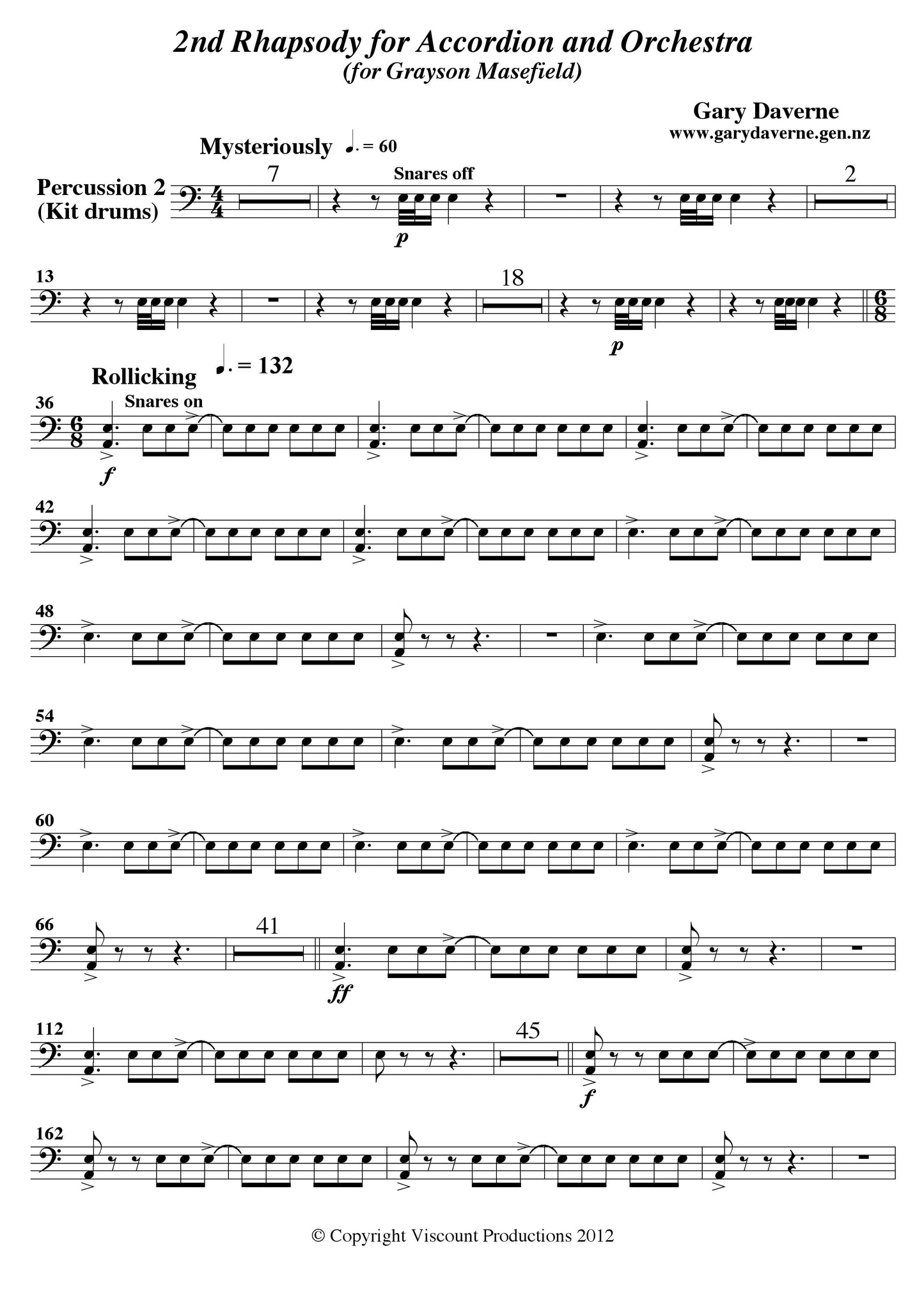 2nd Rhapsody for Solo Accordion and Symphony Orchestra - Score & Parts