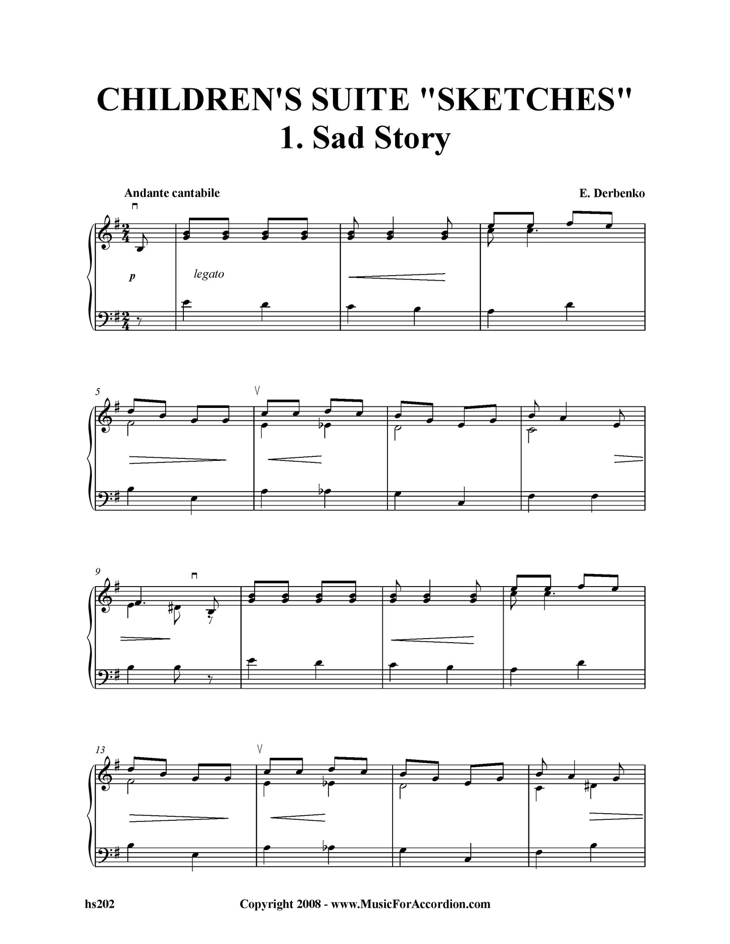 Children's Suite Sketches – 1. Sad Story