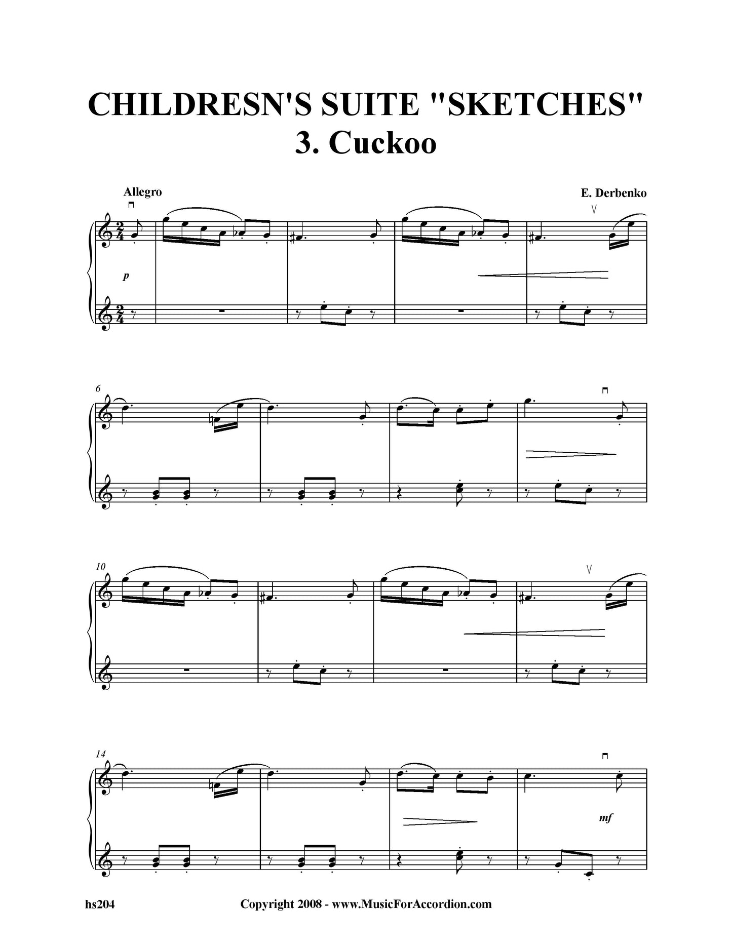 Children's Suite Sketches – 3. Cuckoo
