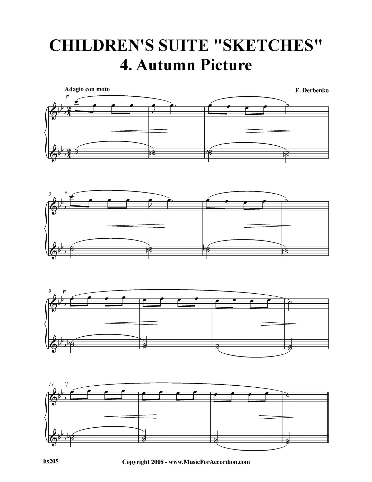 Children's Suite Sketches – 4. Autumn Picture