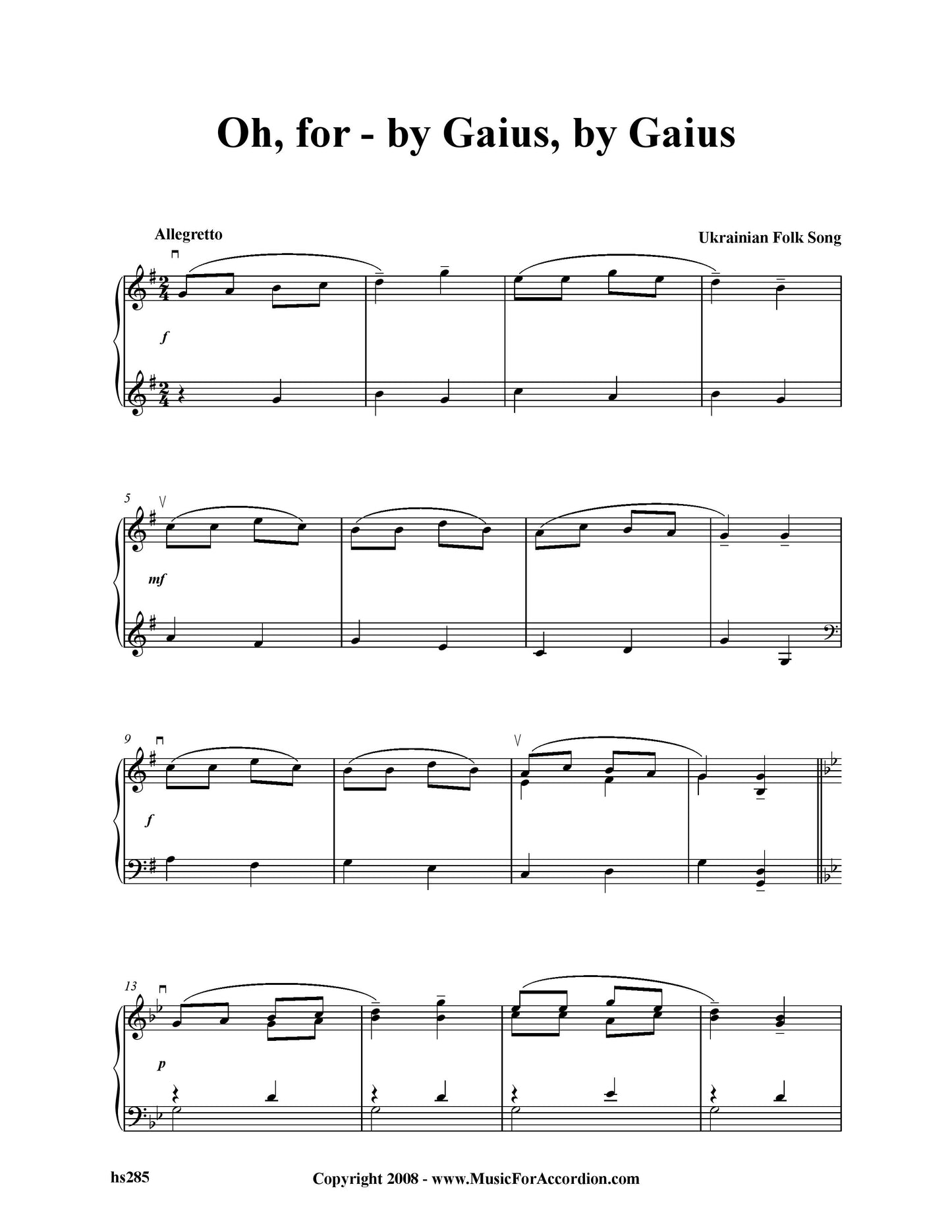 Oh, for – by Gaius, By Gaius