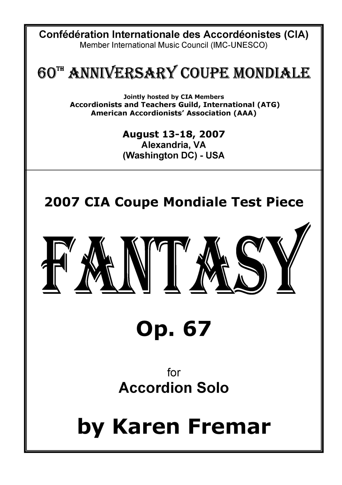 Fantasy Op.67, 2007 Coupe Mondiale Test Piece