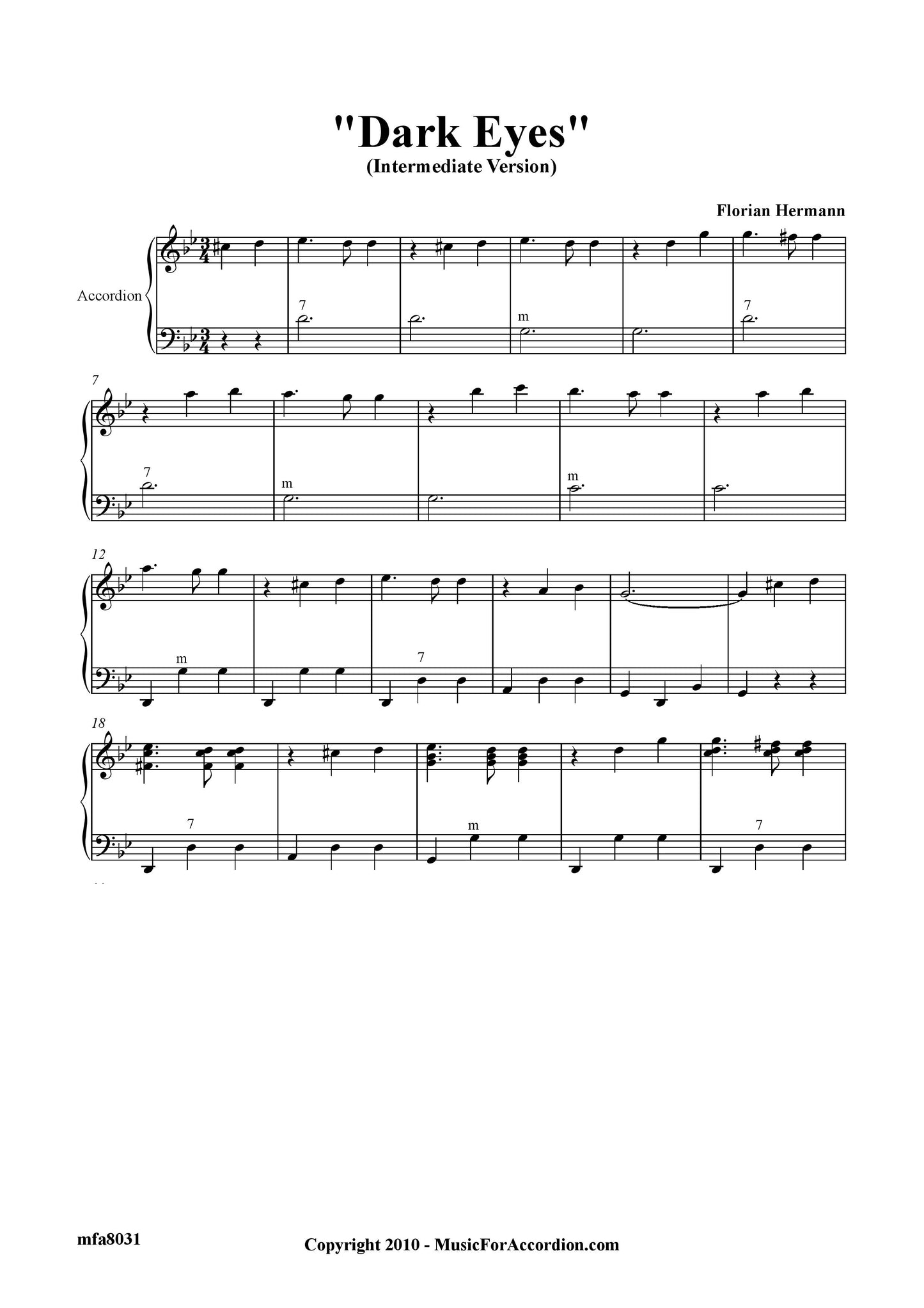 Dark Eyes (Black Eyes) Intermediate version (Solo)