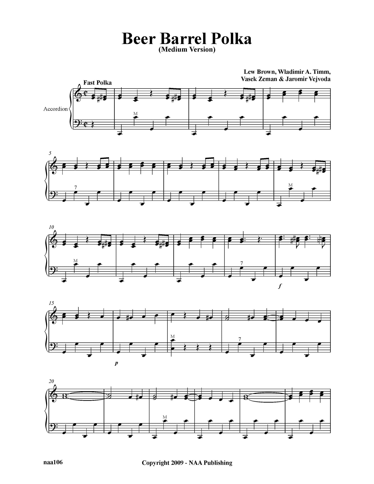 Beer Barrel Polka (Medium Version )