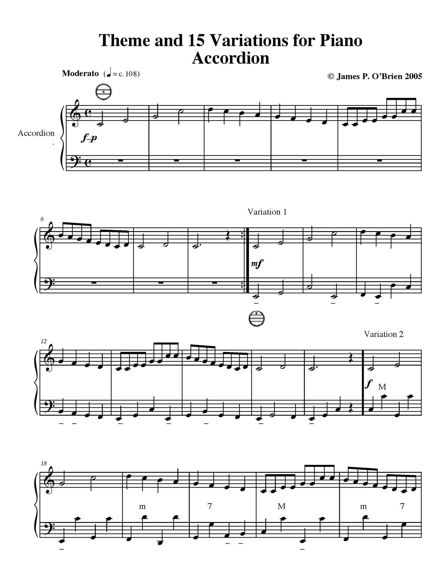 Theme And 15 Variations For Piano Accordion