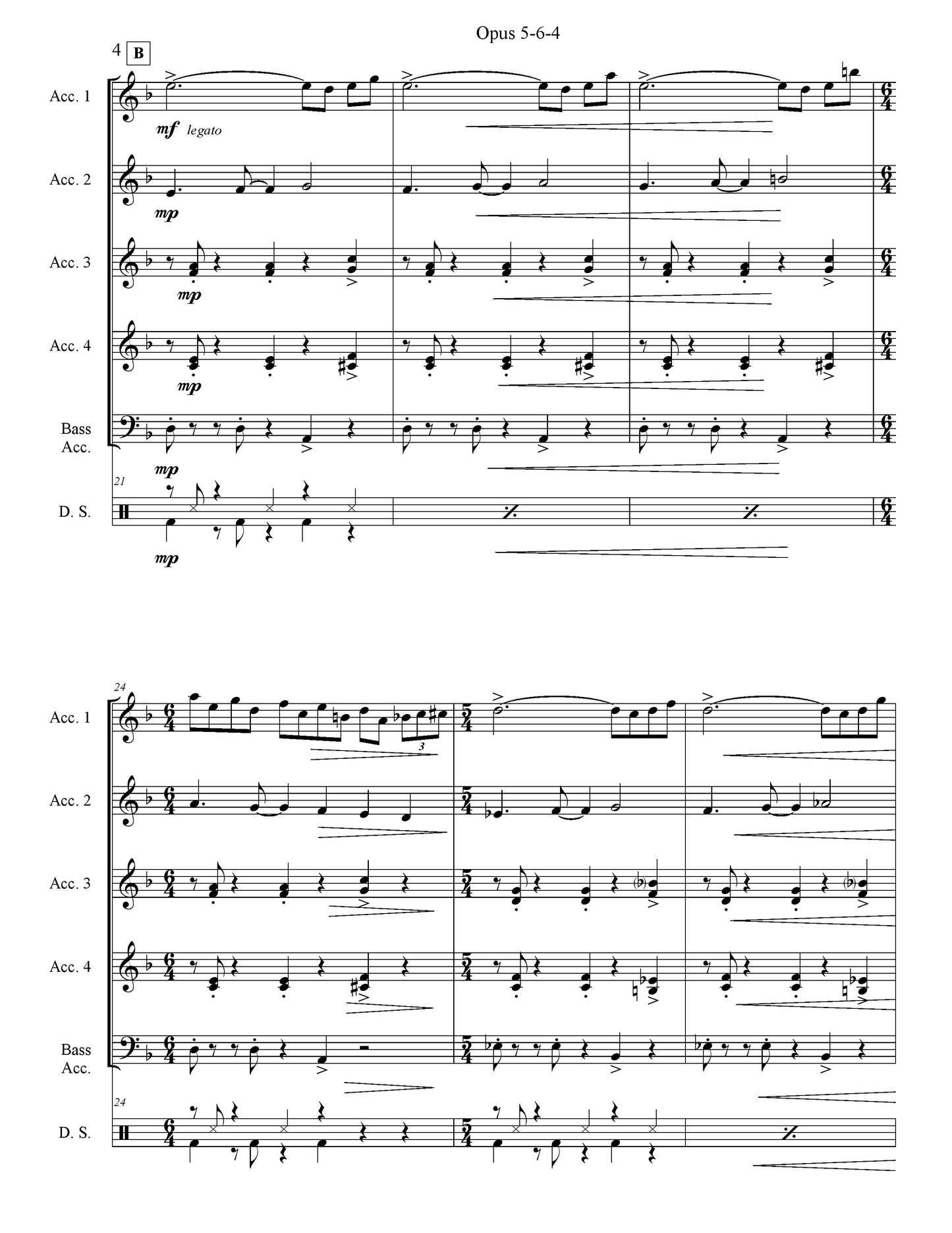 Opus 5-6-4 Score & Parts