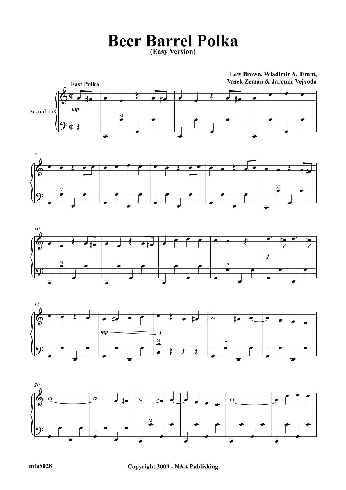 Beer Barrel Polka ( Duet Easy Version)