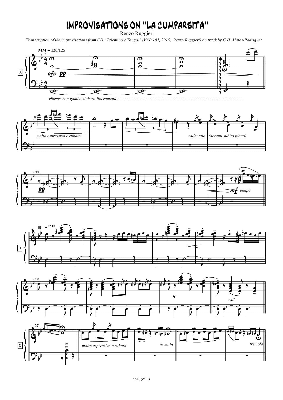 Improvisations on La Cumparsita (solo)