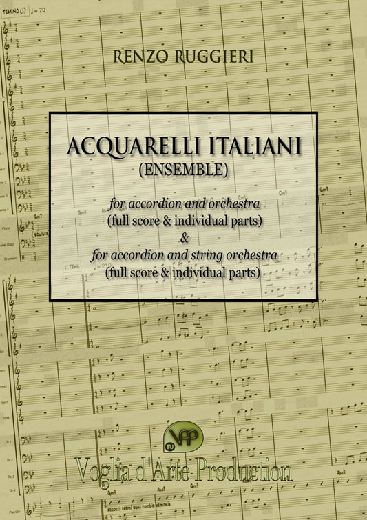 Renzo Ruggieri Acquarelli Italiani for Accordion and Orchestra ( full score &individual parts)