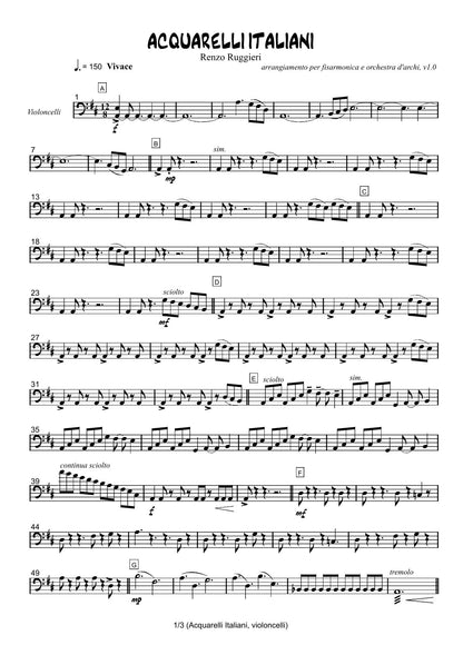 Renzo Ruggieri Acquarelli Italiani for Accordion and Orchestra ( full score &individual parts)