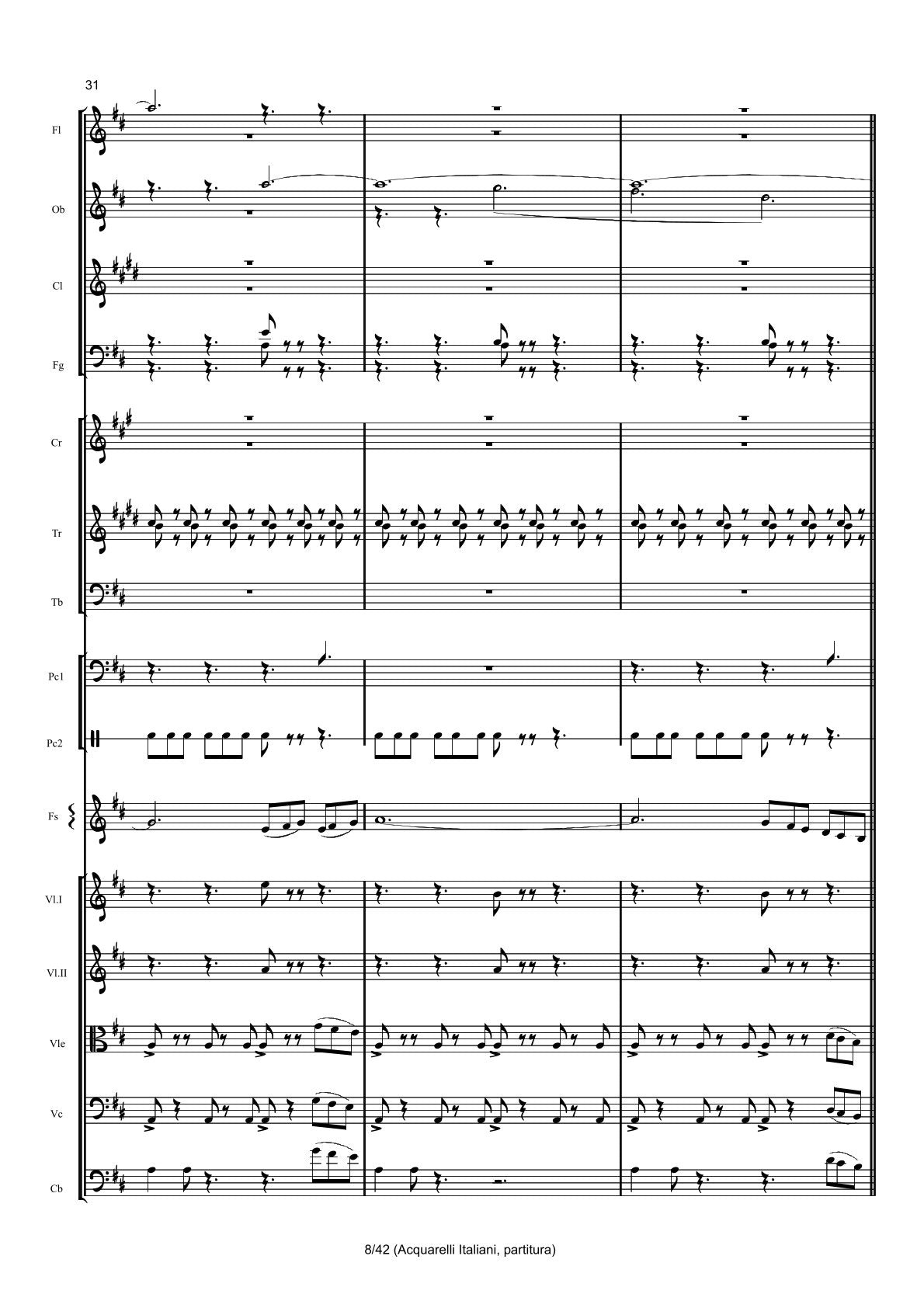Renzo Ruggieri Acquarelli Italiani for Accordion and Orchestra ( full score &individual parts)
