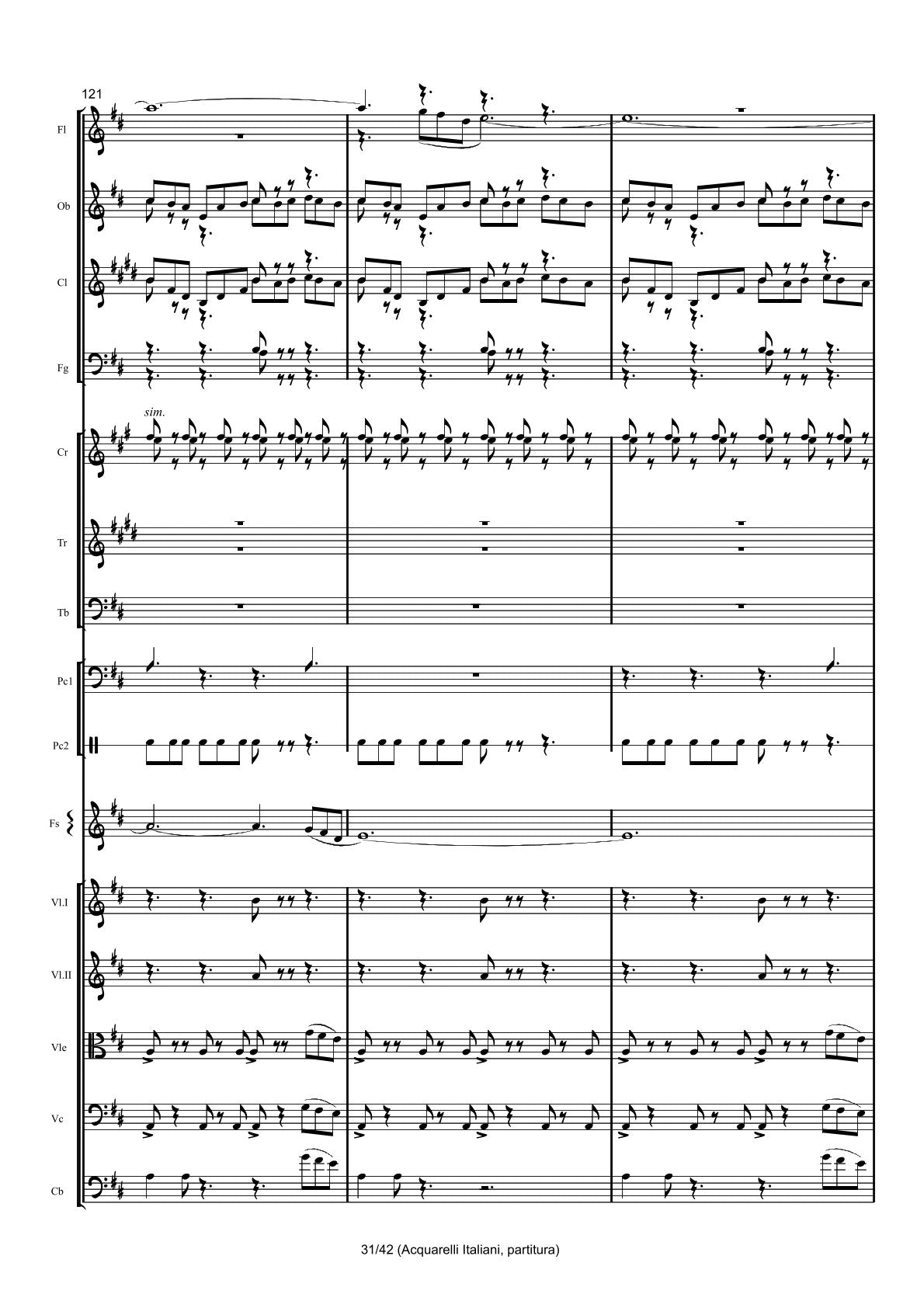 Renzo Ruggieri Acquarelli Italiani for Accordion and Orchestra ( full score &individual parts)