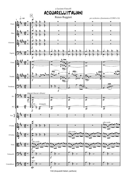 Renzo Ruggieri Acquarelli Italiani for Accordion and Orchestra ( full score &individual parts)