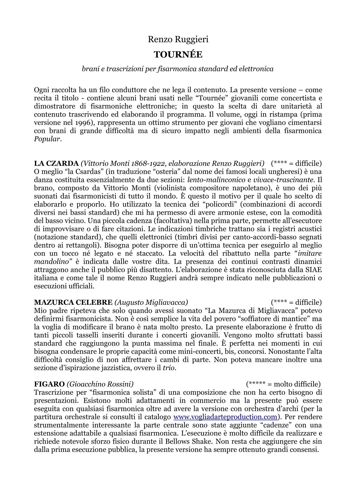 Tournee arrangements & compositions: