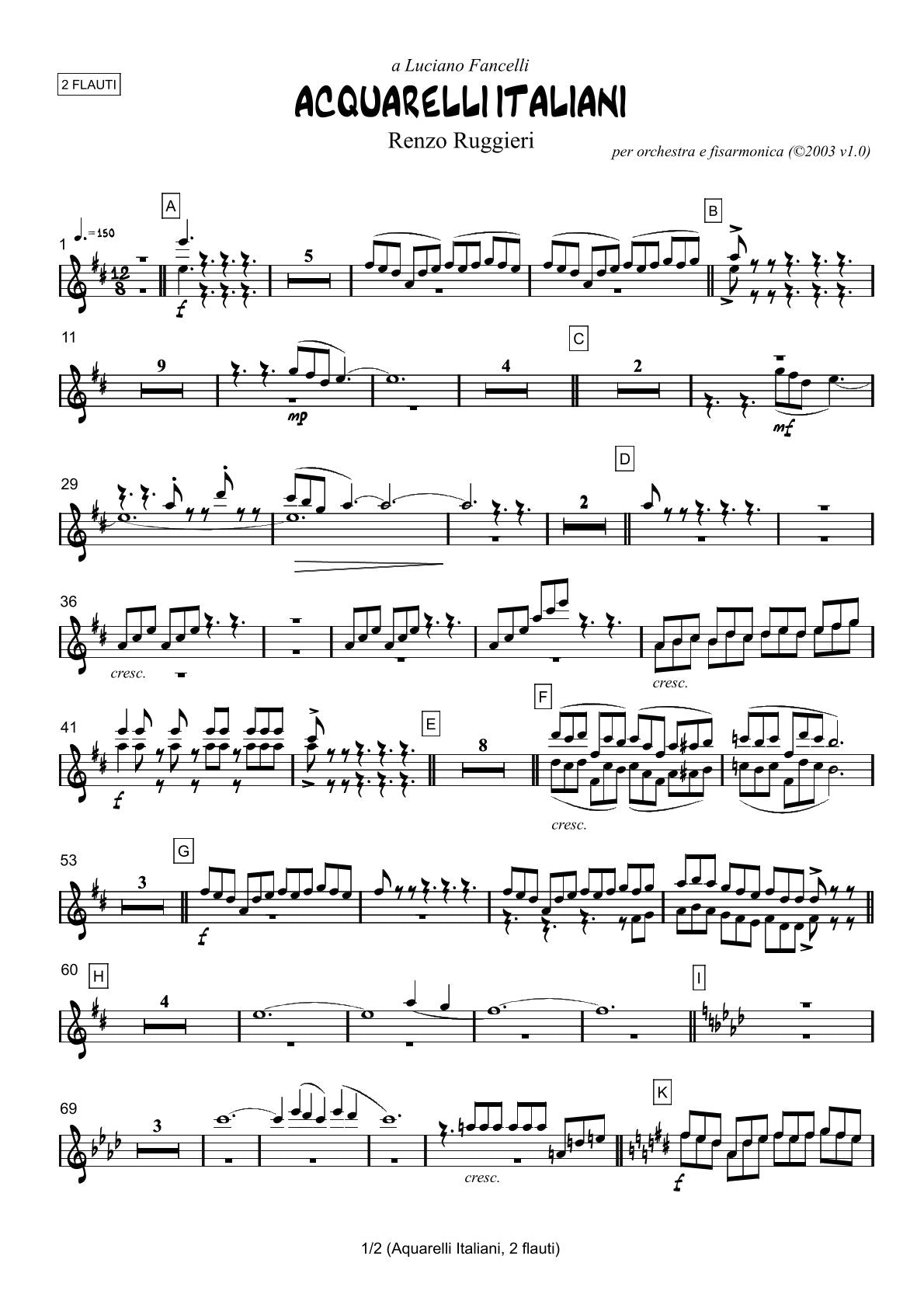 Renzo Ruggieri Acquarelli Italiani for Accordion and Orchestra ( full score &individual parts)