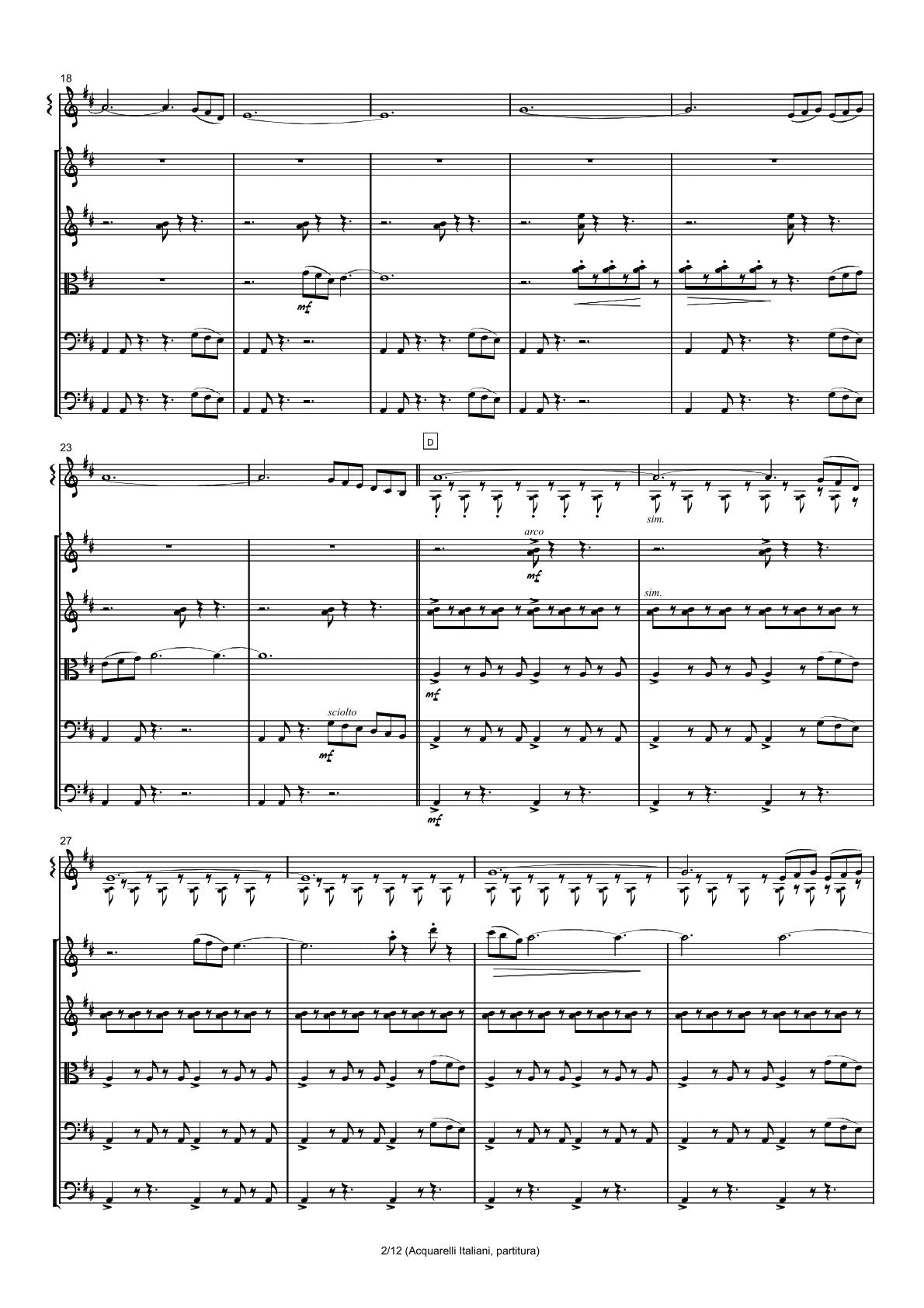 Renzo Ruggieri Acquarelli Italiani for Accordion and Orchestra ( full score &individual parts)