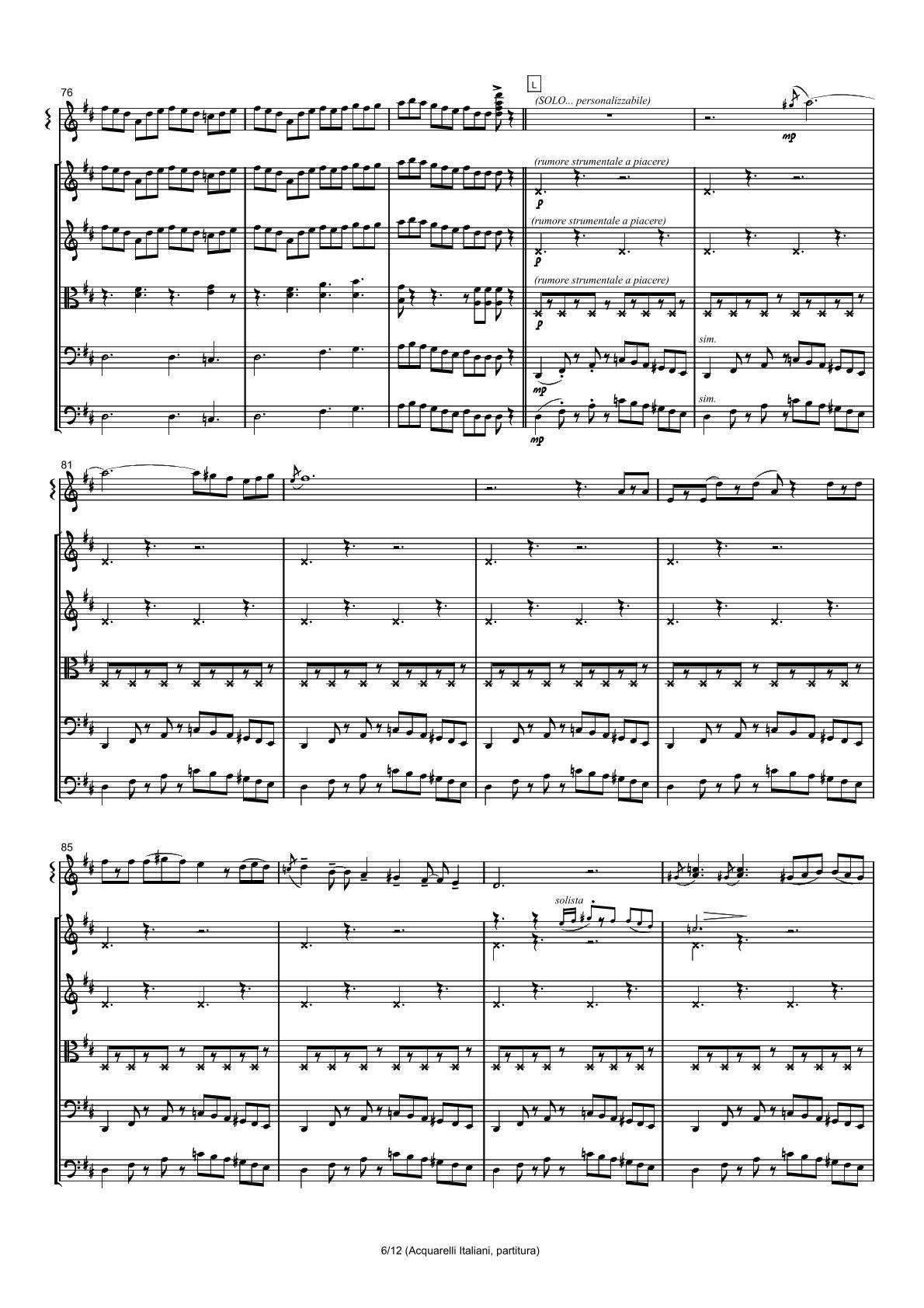 Renzo Ruggieri Acquarelli Italiani for Accordion and Orchestra ( full score &individual parts)