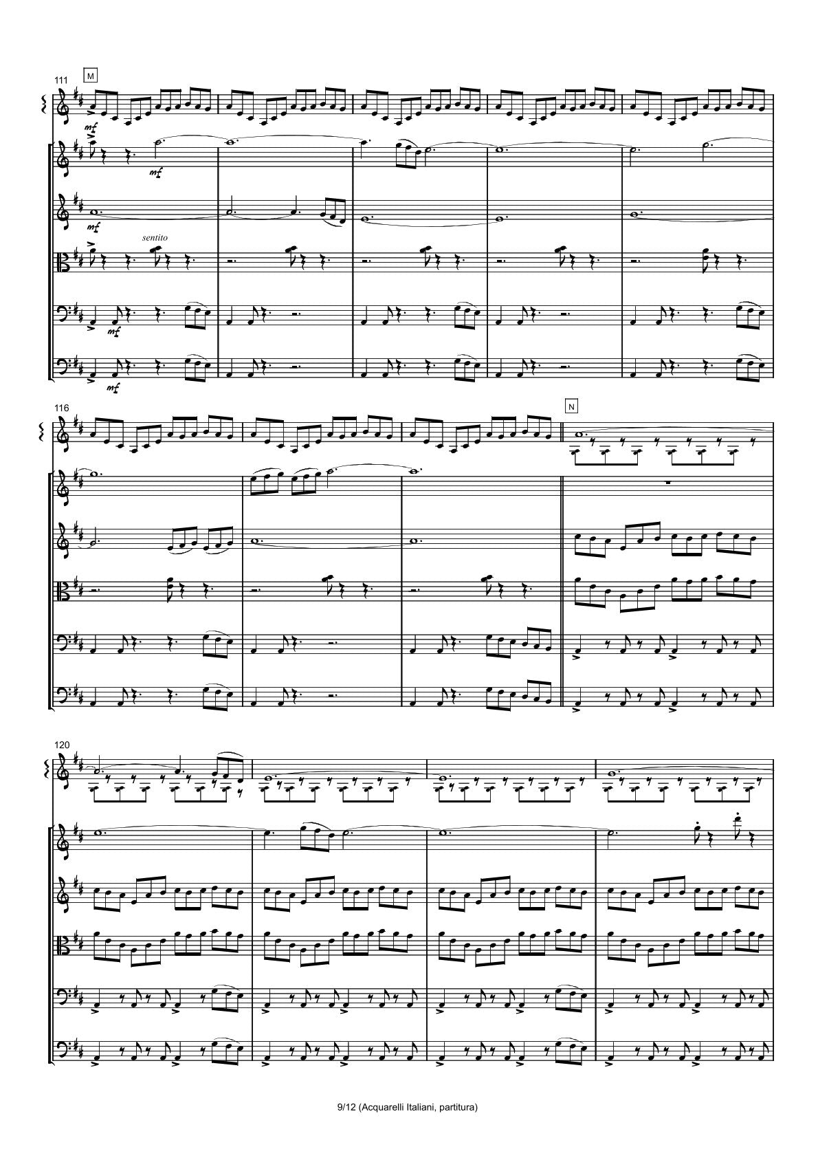 Renzo Ruggieri Acquarelli Italiani for Accordion and Orchestra ( full score &individual parts)