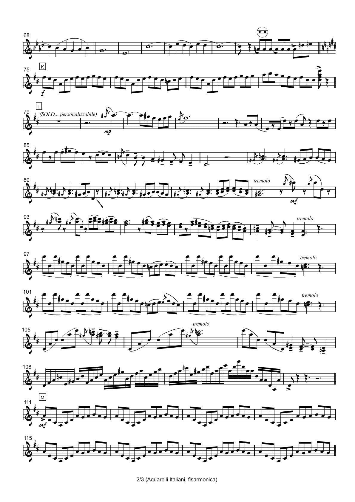 Renzo Ruggieri Acquarelli Italiani for Accordion and Orchestra ( full score &individual parts)