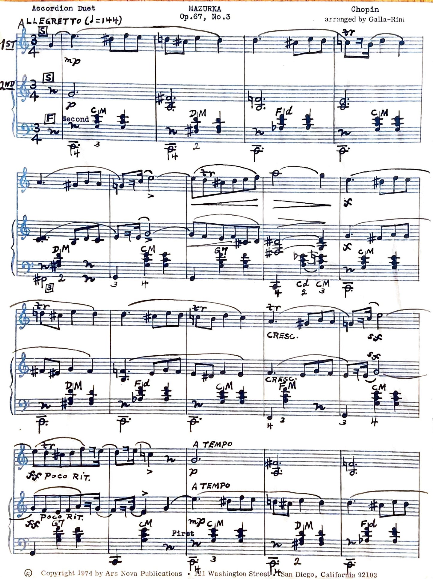 Mazurka Op. 67, No. 3 (Duet)