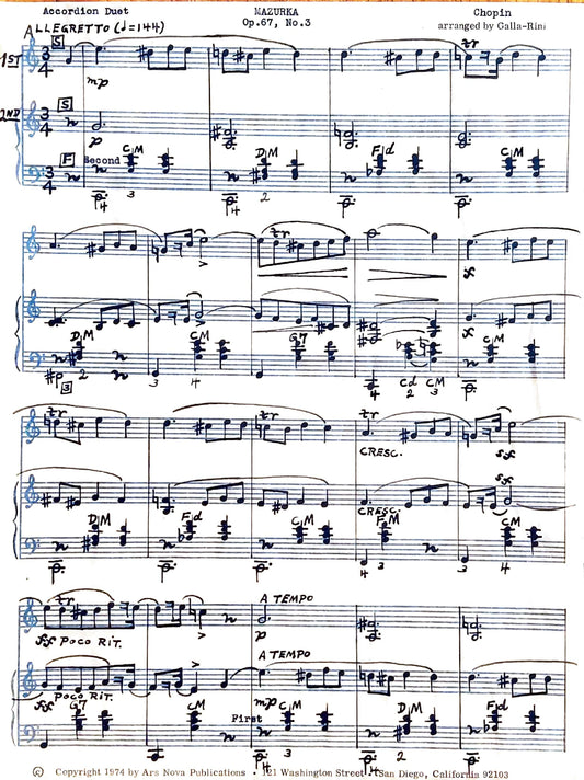 Mazurka Op. 67, No. 3 (Duet)