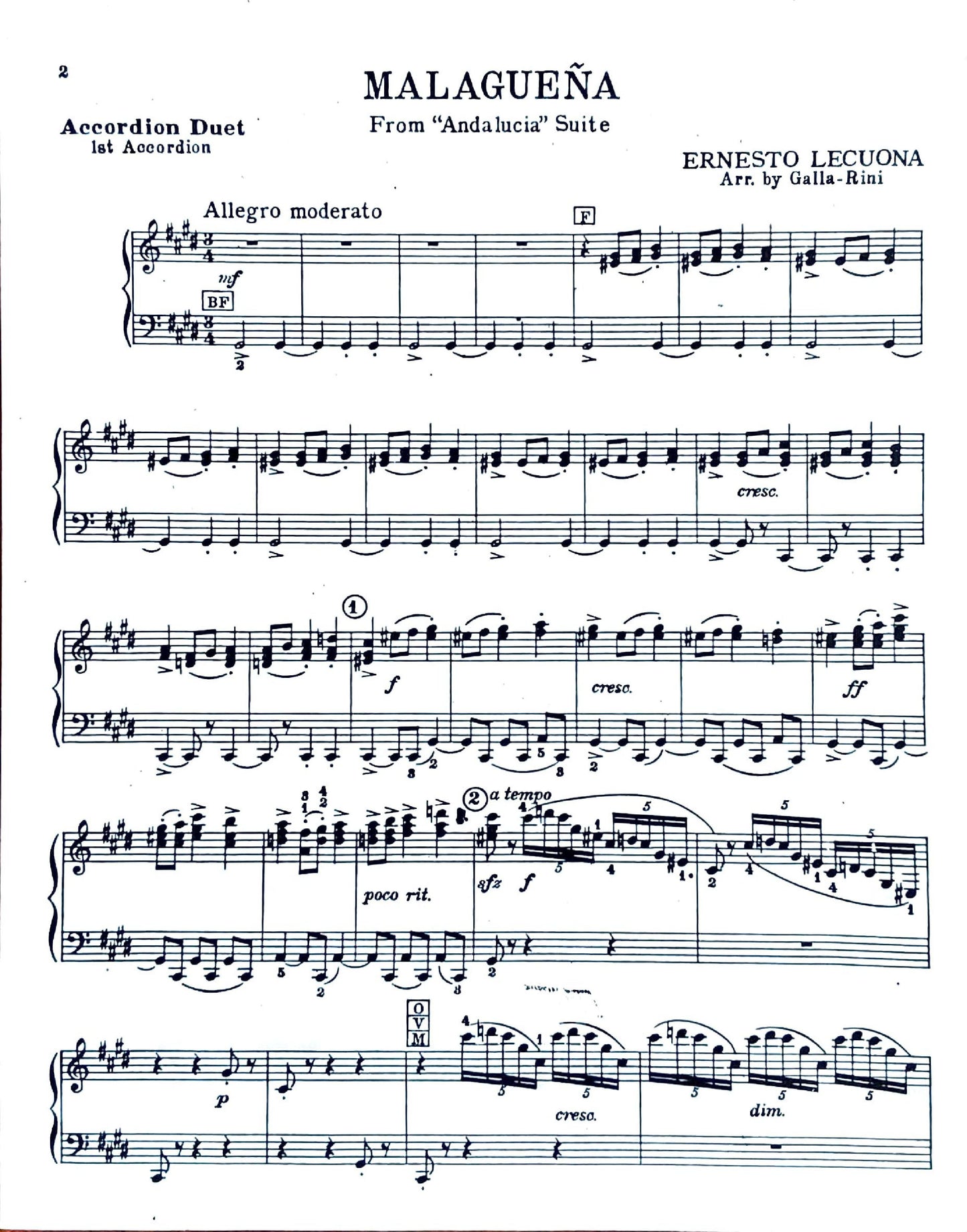 Malaguena from "Andalucia" Suite (Duet)