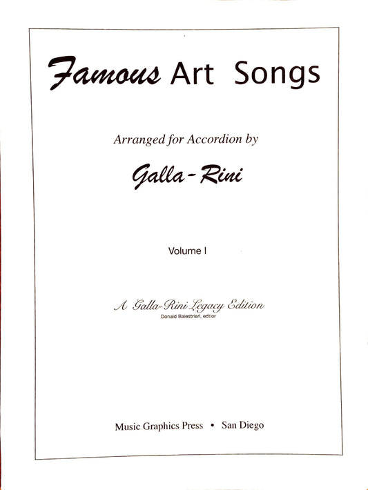 Famous Art Songs eBook Vol.1  accordion arrangements by Anthony Galla-Rini