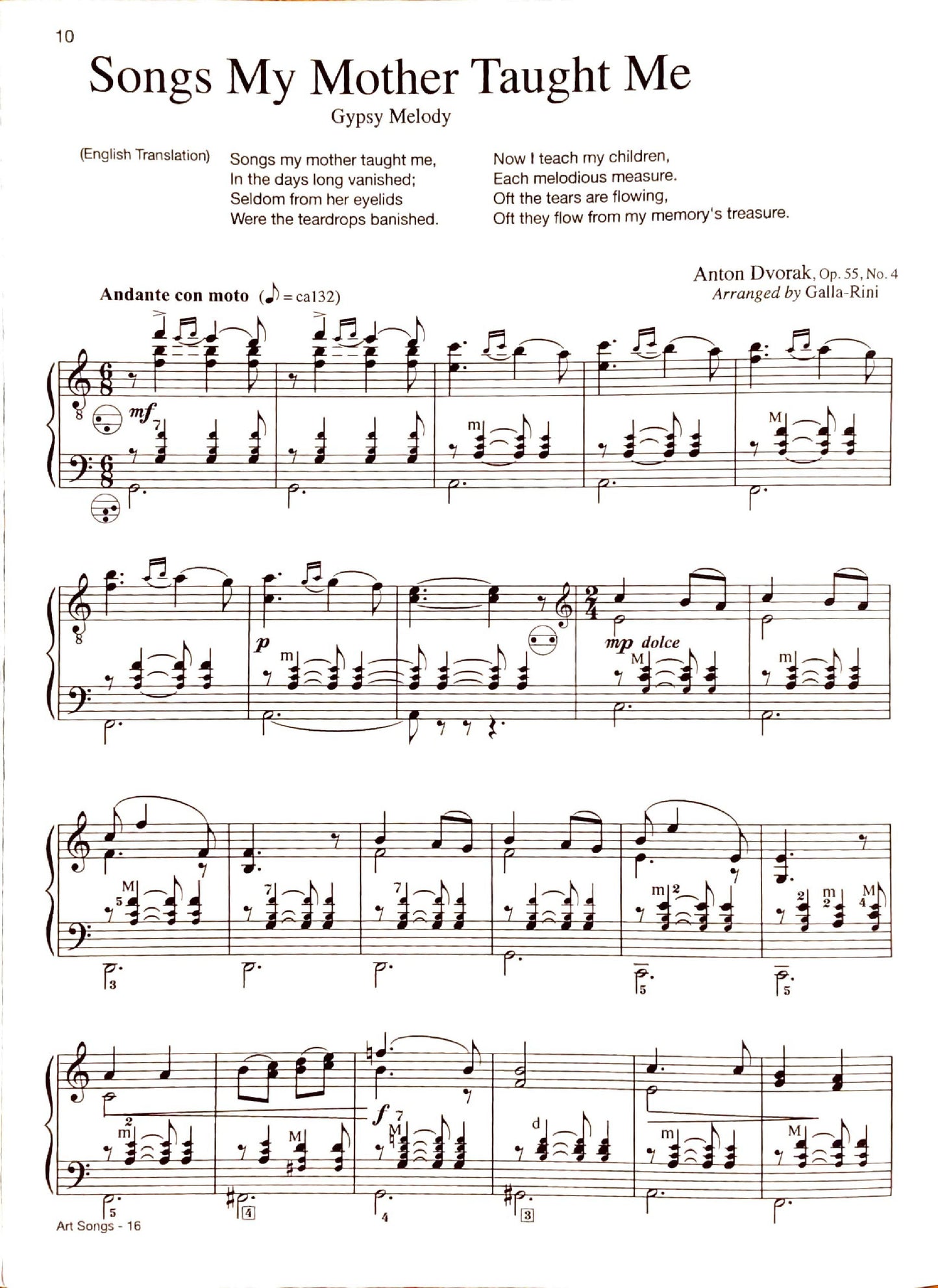 Famous Art Songs eBook Vol.1  accordion arrangements by Anthony Galla-Rini