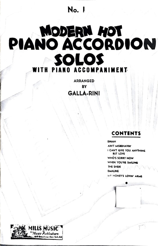 Modern Hot Piano Accordion Solos eBook No.1 , arranged by Anthony Galla-Rini