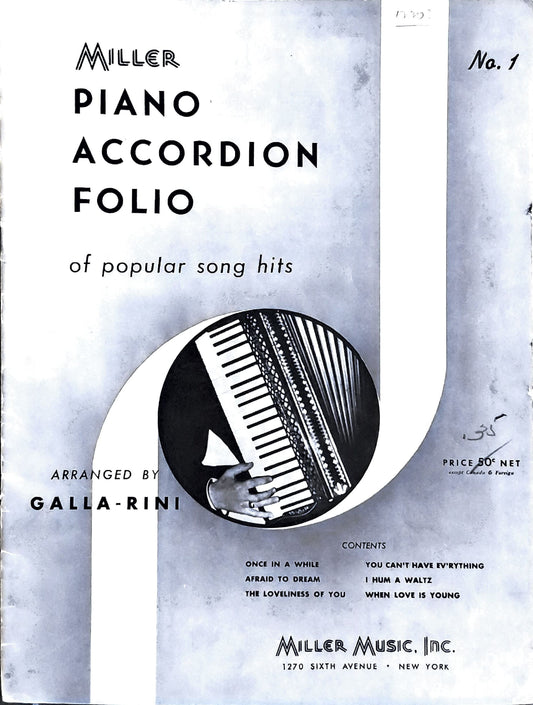 eBook: Piano Accordion Folio of popular song hits for (Solo) accordion with piano accompaniment