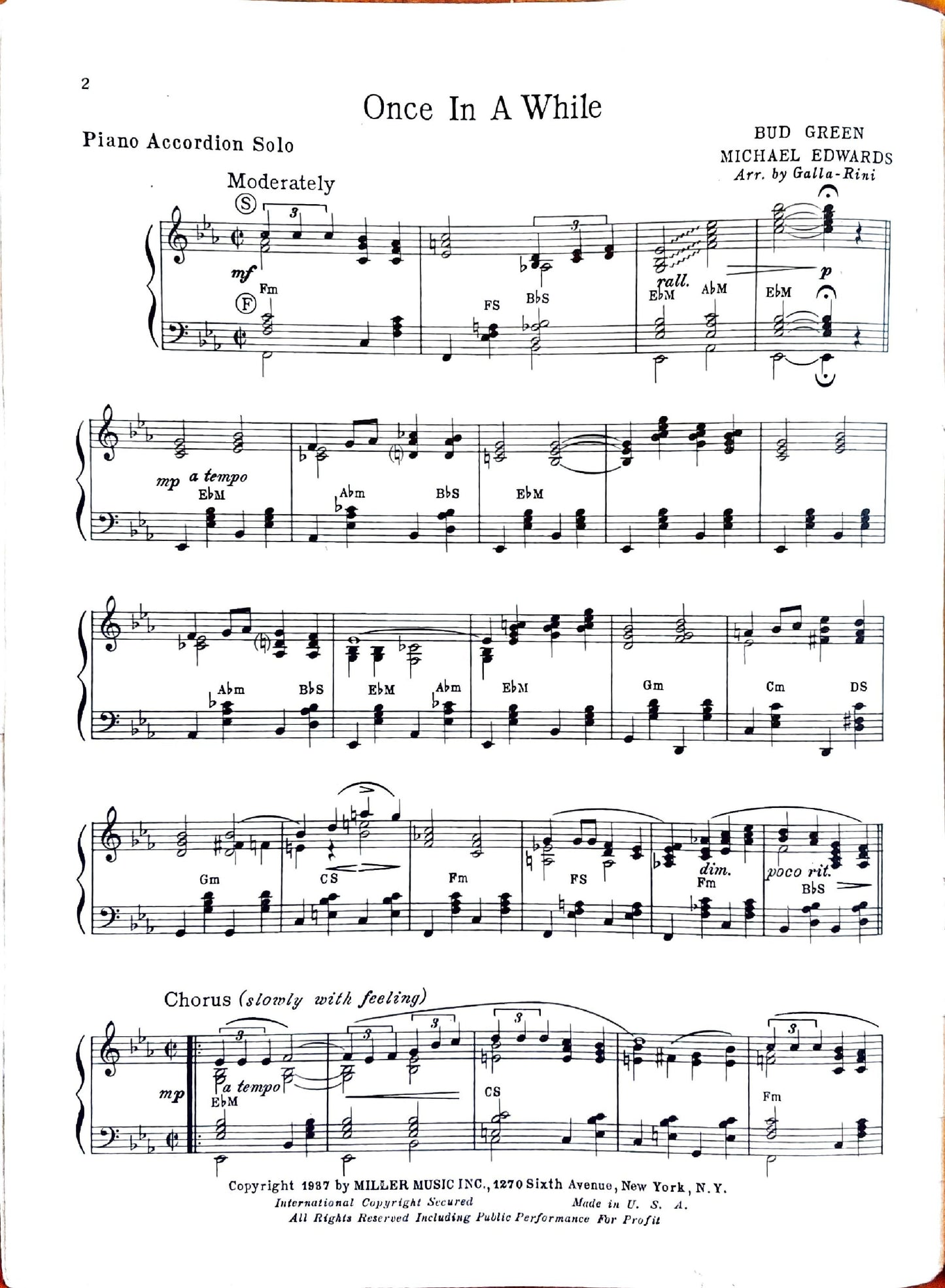 eBook: Piano Accordion Folio of popular song hits for (Solo) accordion with piano accompaniment