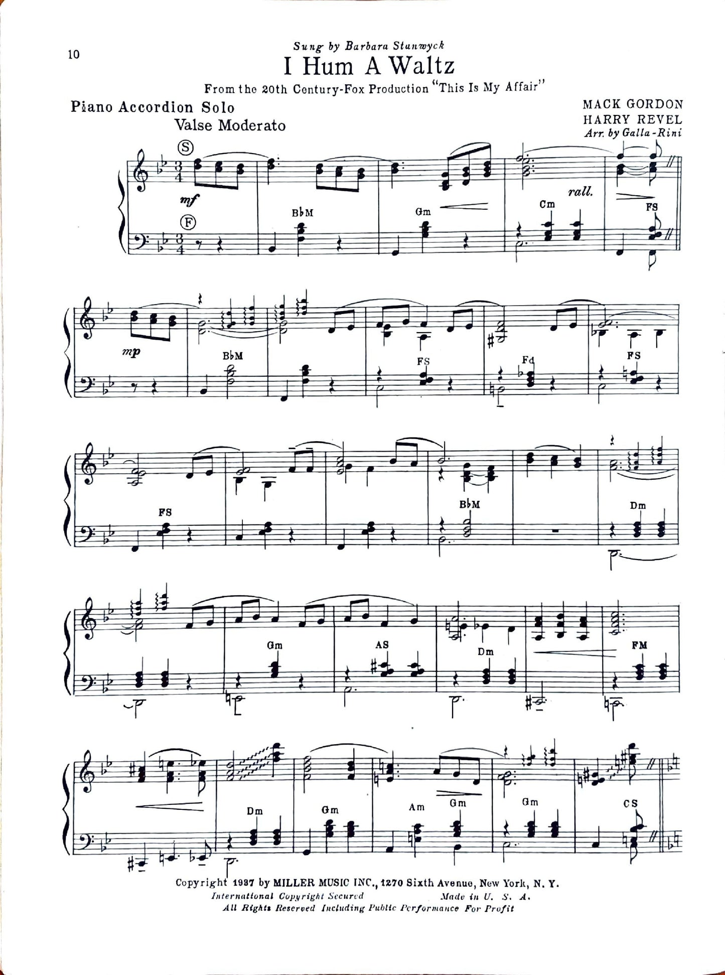 eBook: Piano Accordion Folio of popular song hits for (Solo) accordion with piano accompaniment