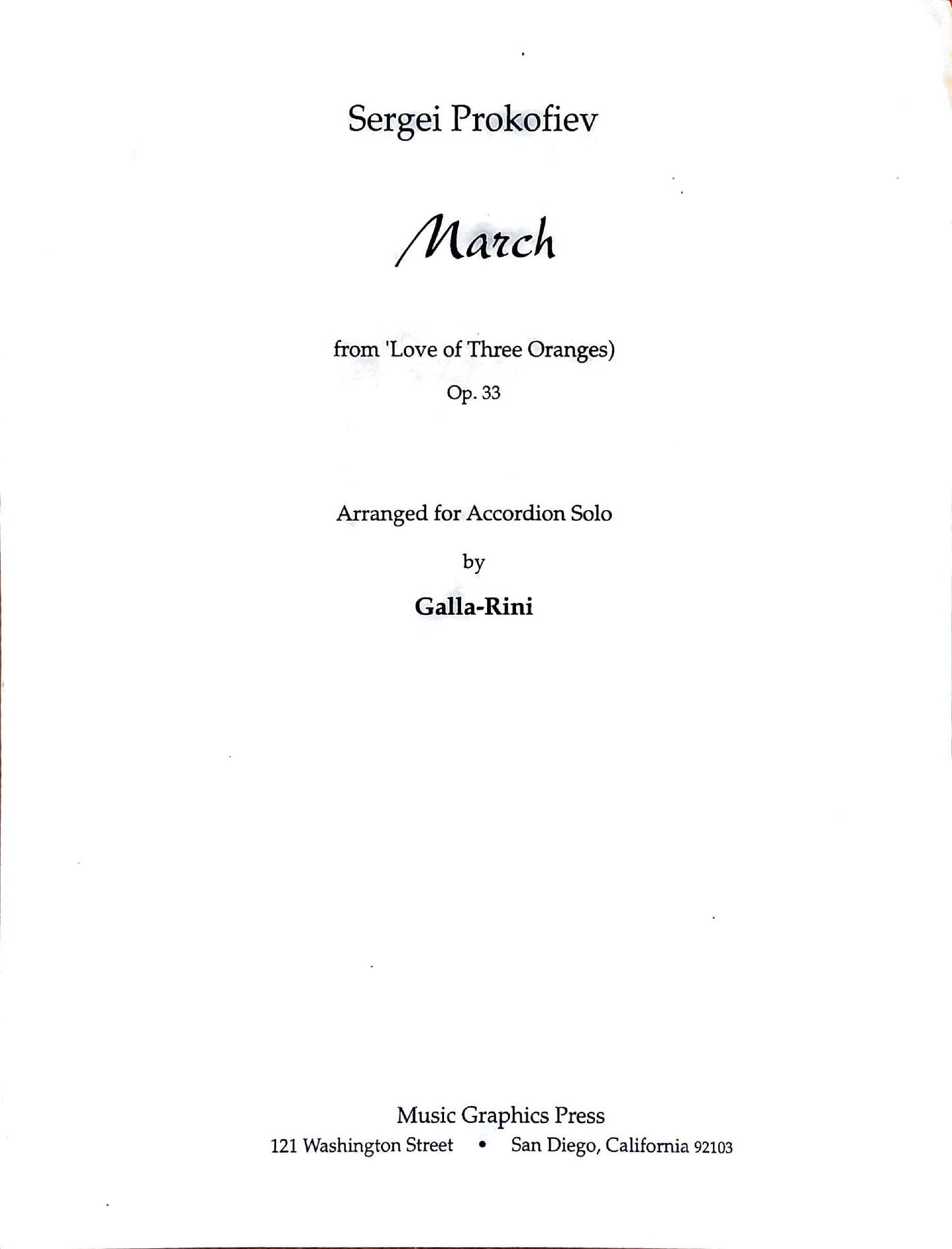 March from 'Love of Three Oranges'