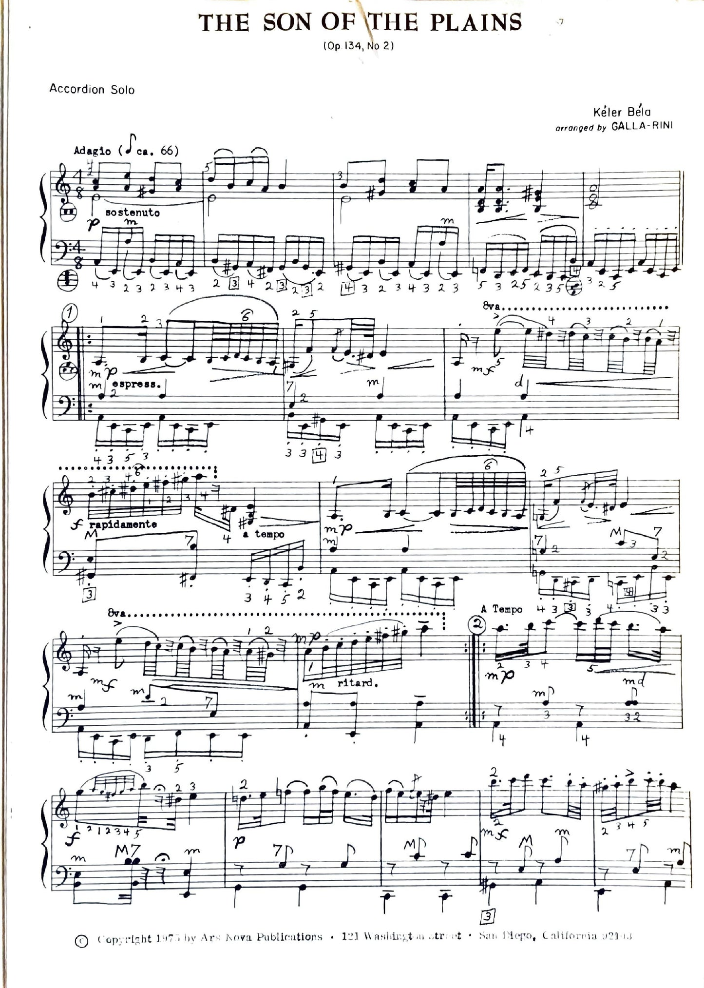 Son of the Plains, The (Op. 134, No. 2)