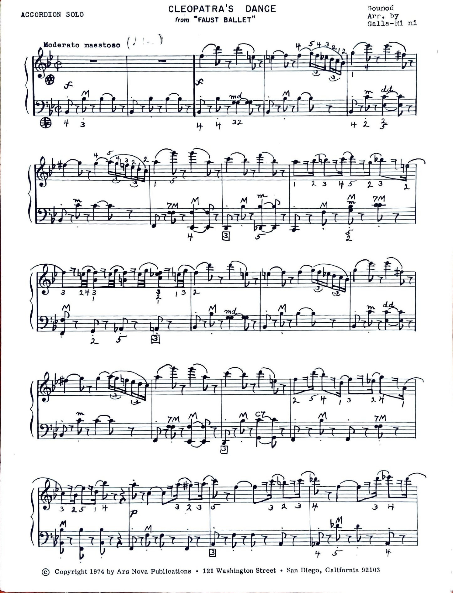 Cleopatra's Dance from 'Faust Ballet' (Solo)