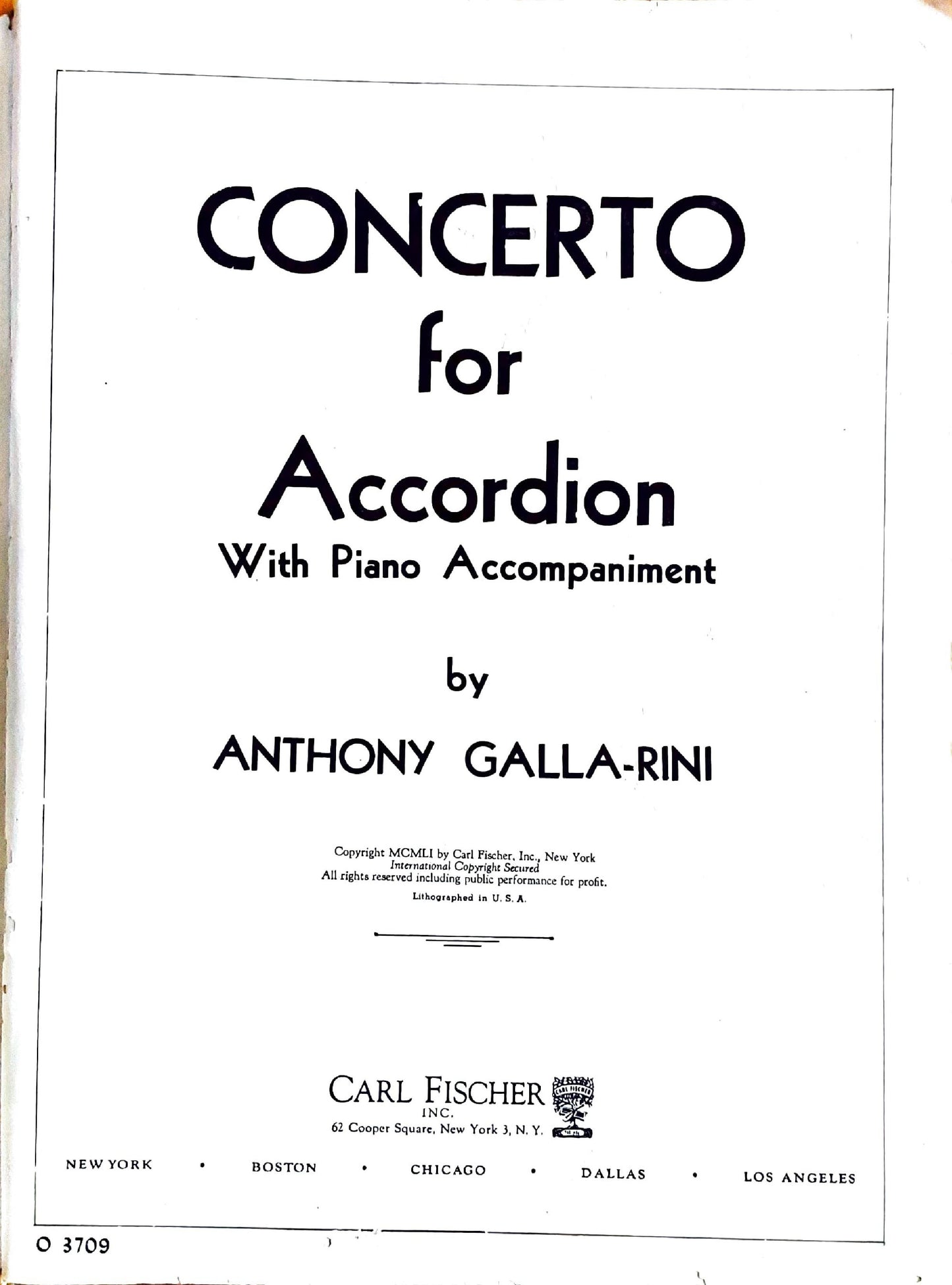 Concerto for Accordion with Piano Accompaniment