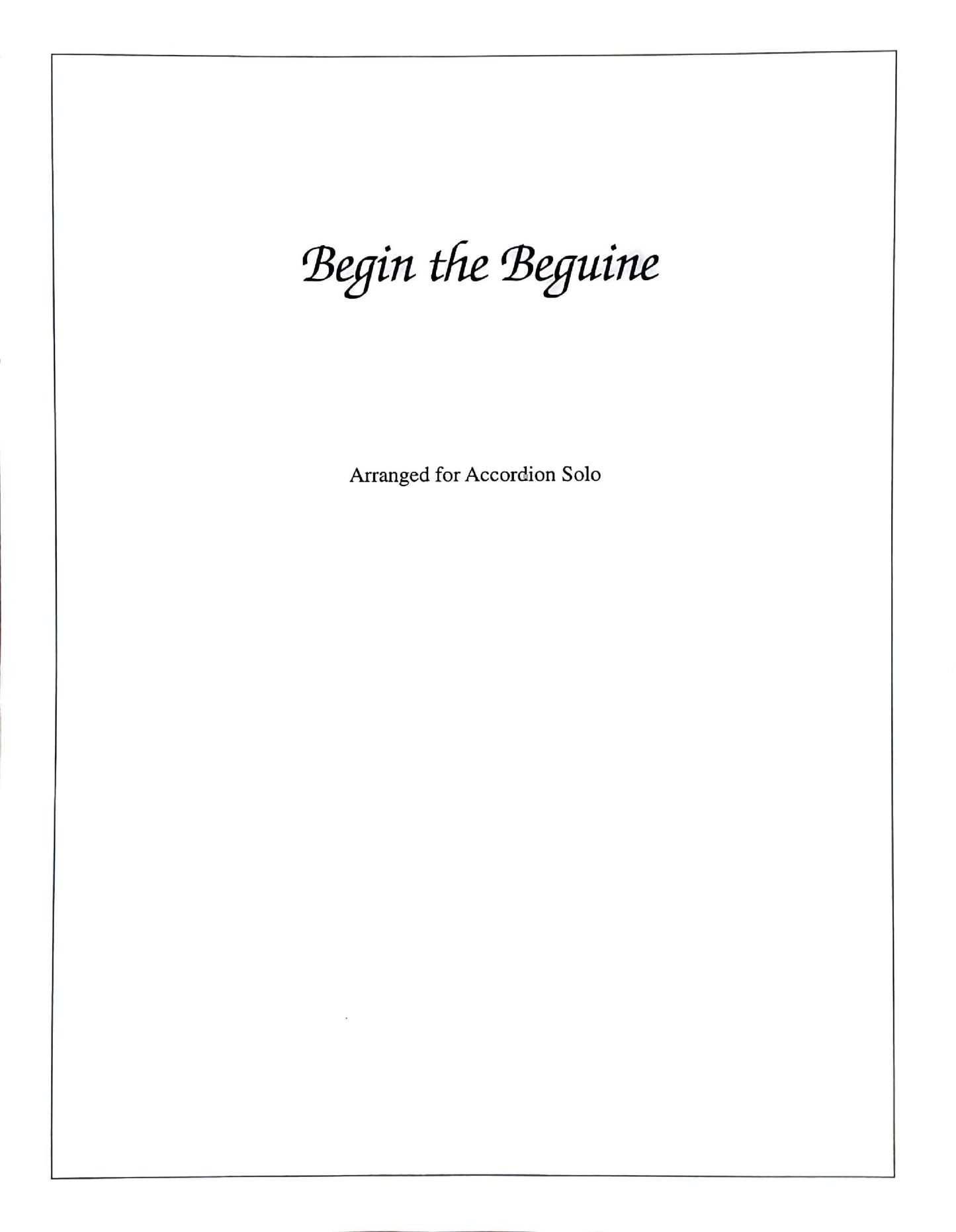 Begin the Beguine (Solo)