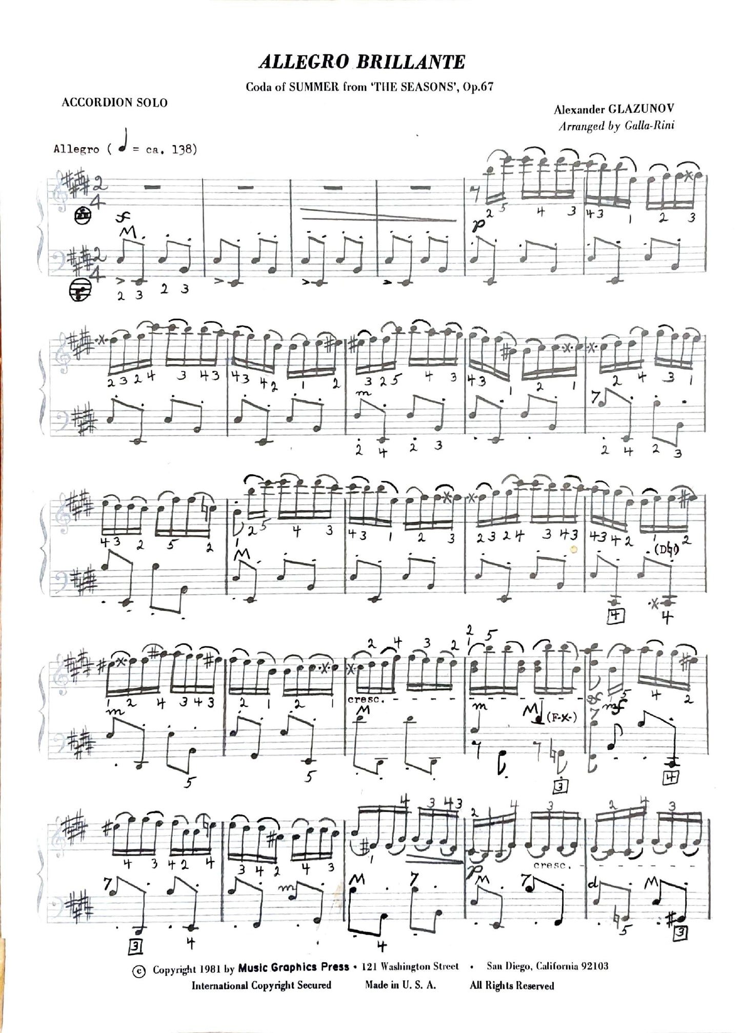 Allegro Brillante – Coda of “Summer” (Solo)