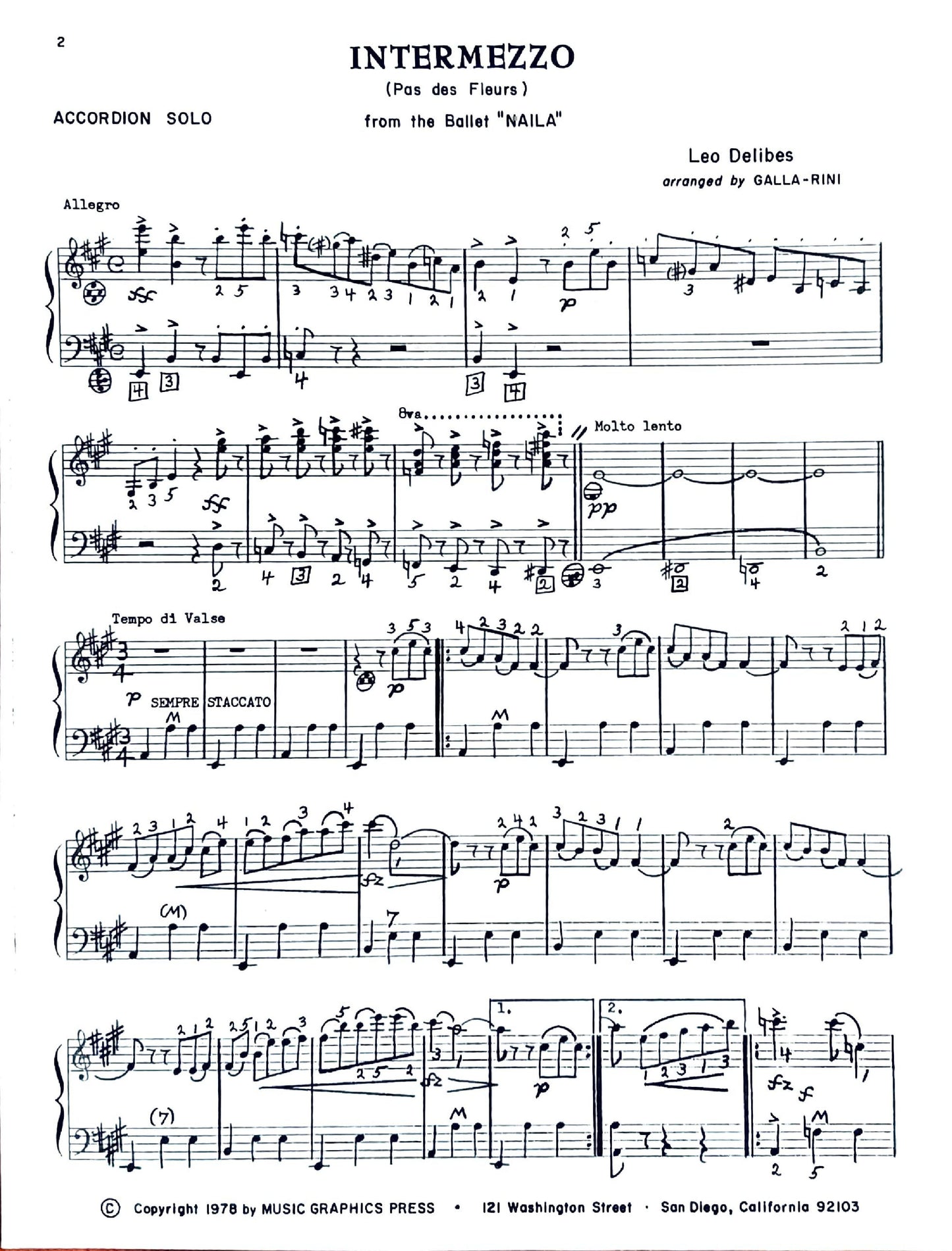 Intermezzo (Pas des Fleurs) from the Ballet "Naila" (Solo)