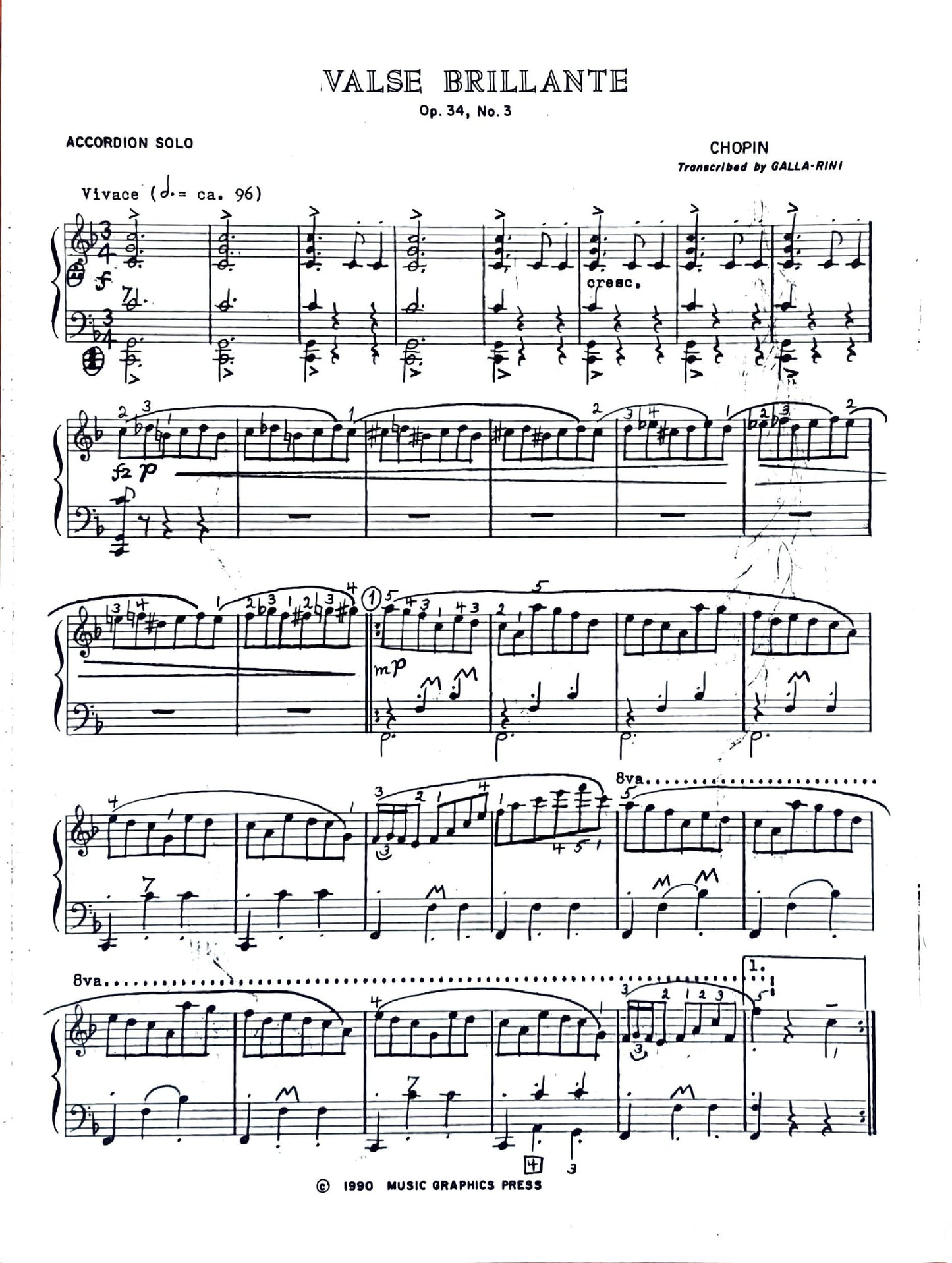 Valse Brillante, Op, 34, No.3 (Solo)