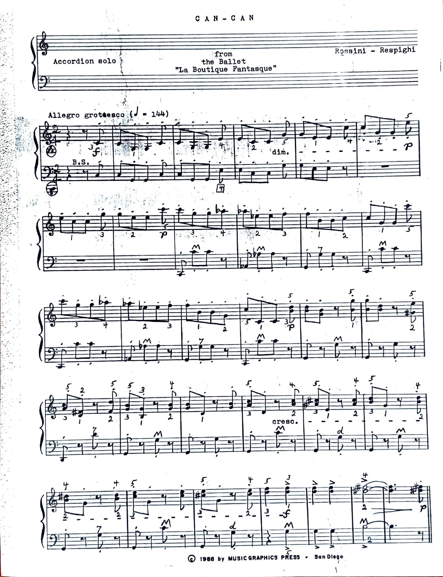 Can-Can from the Ballet 'La Boutique Fantasque' (Solo)