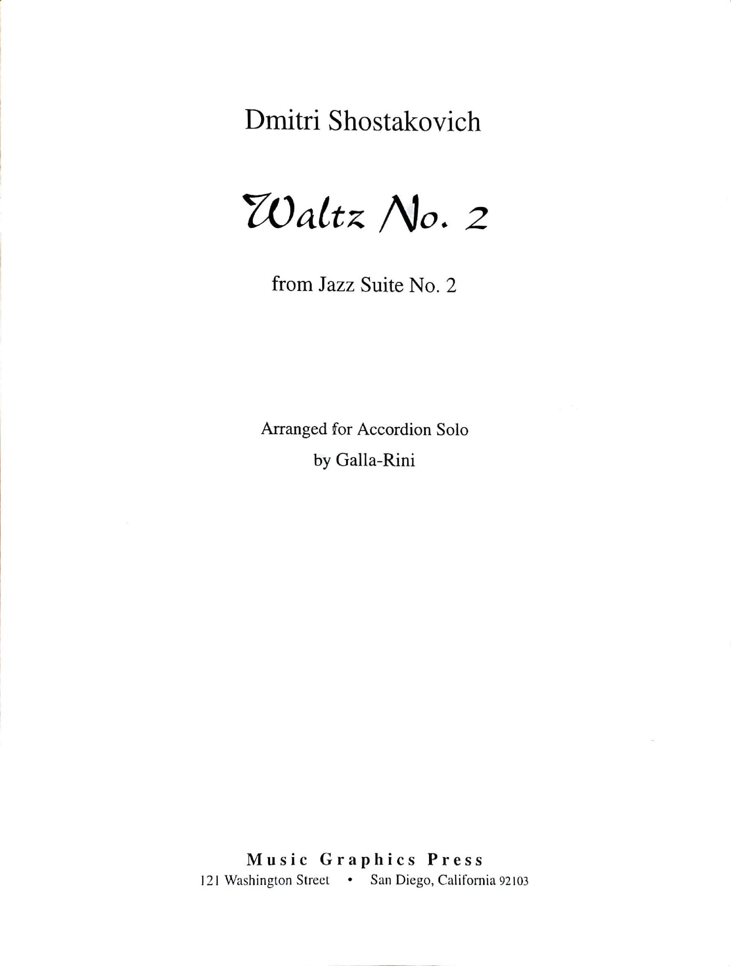 Waltz No. 1 from 'Jazz Suite No. 2' (Solo)