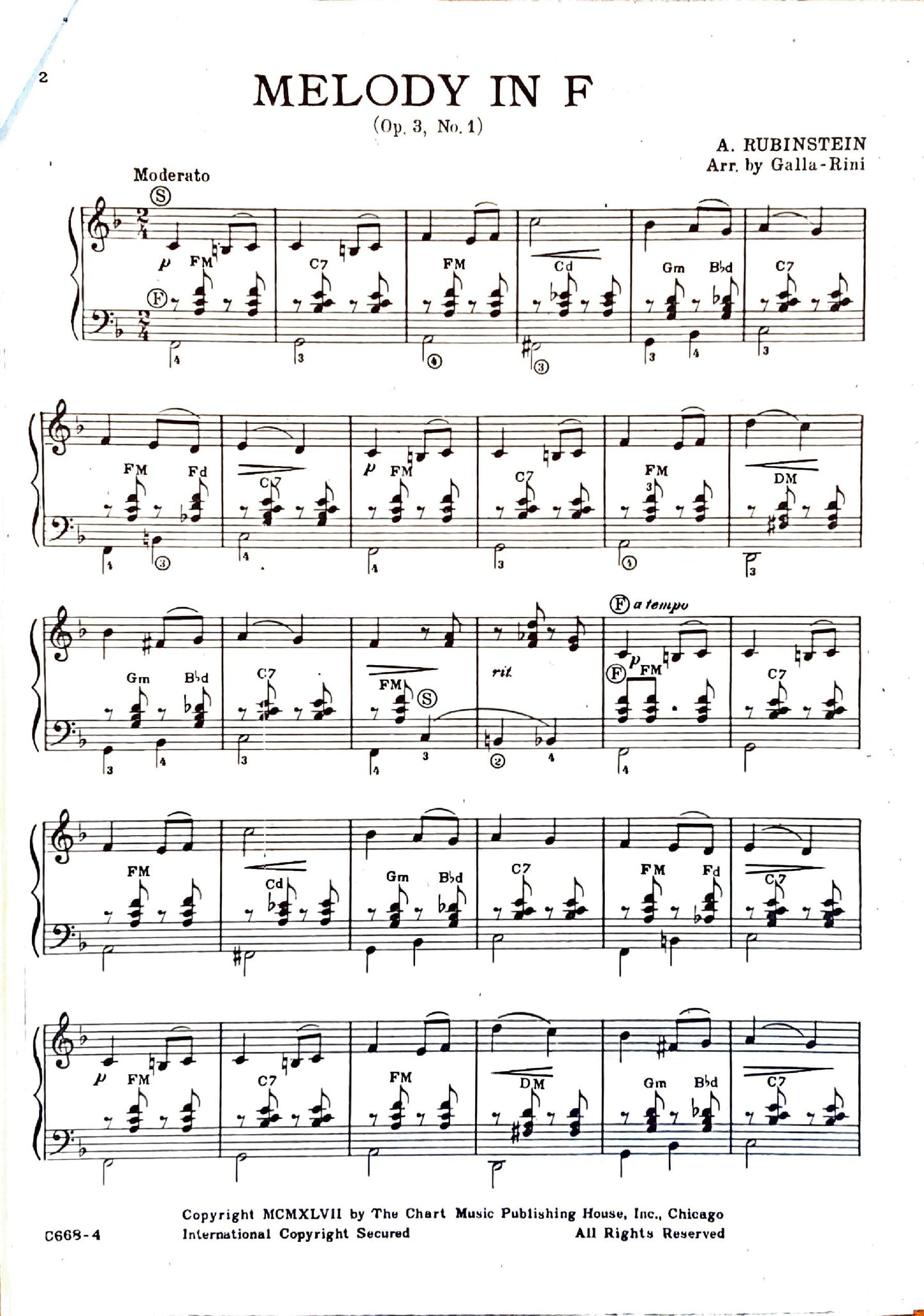 Melody in F, Op. 3, No. 1 (Solo)