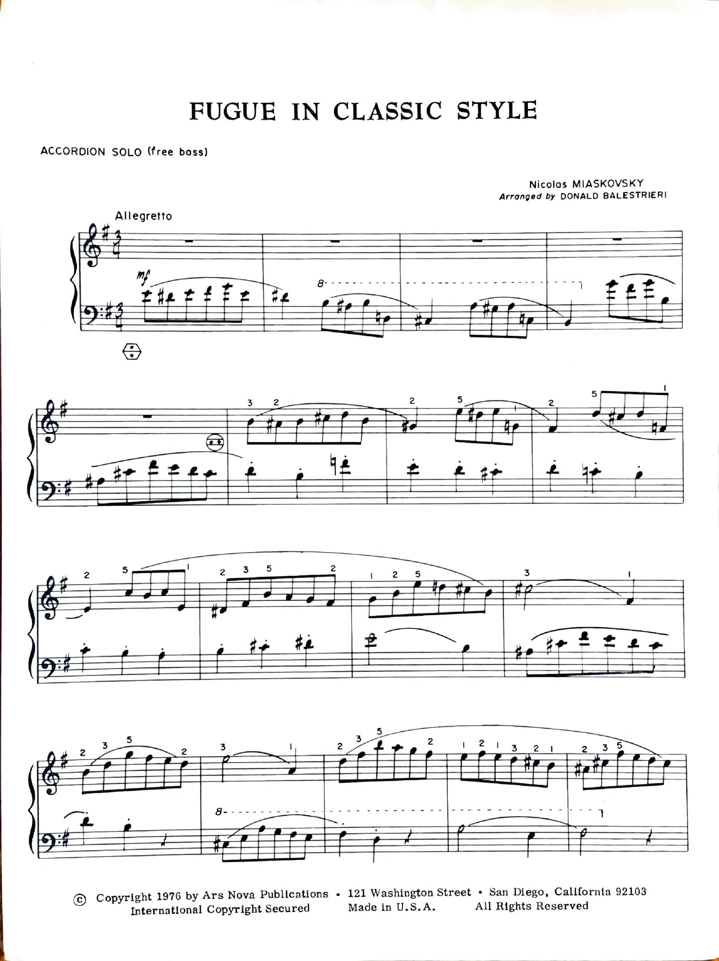 Fugue in Classic Style (Solo)