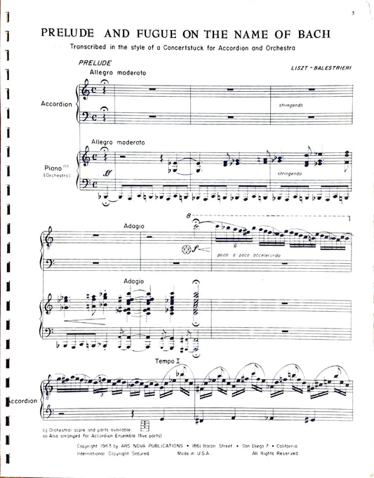 Prelude and Fugue on the Name of Bach (Solo)