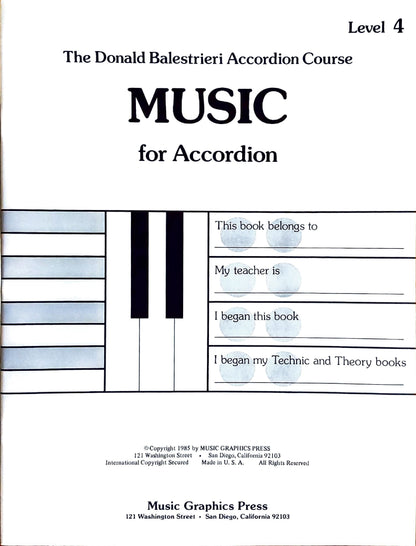 Donald Balestrieri Accordion Course Music - Level 4