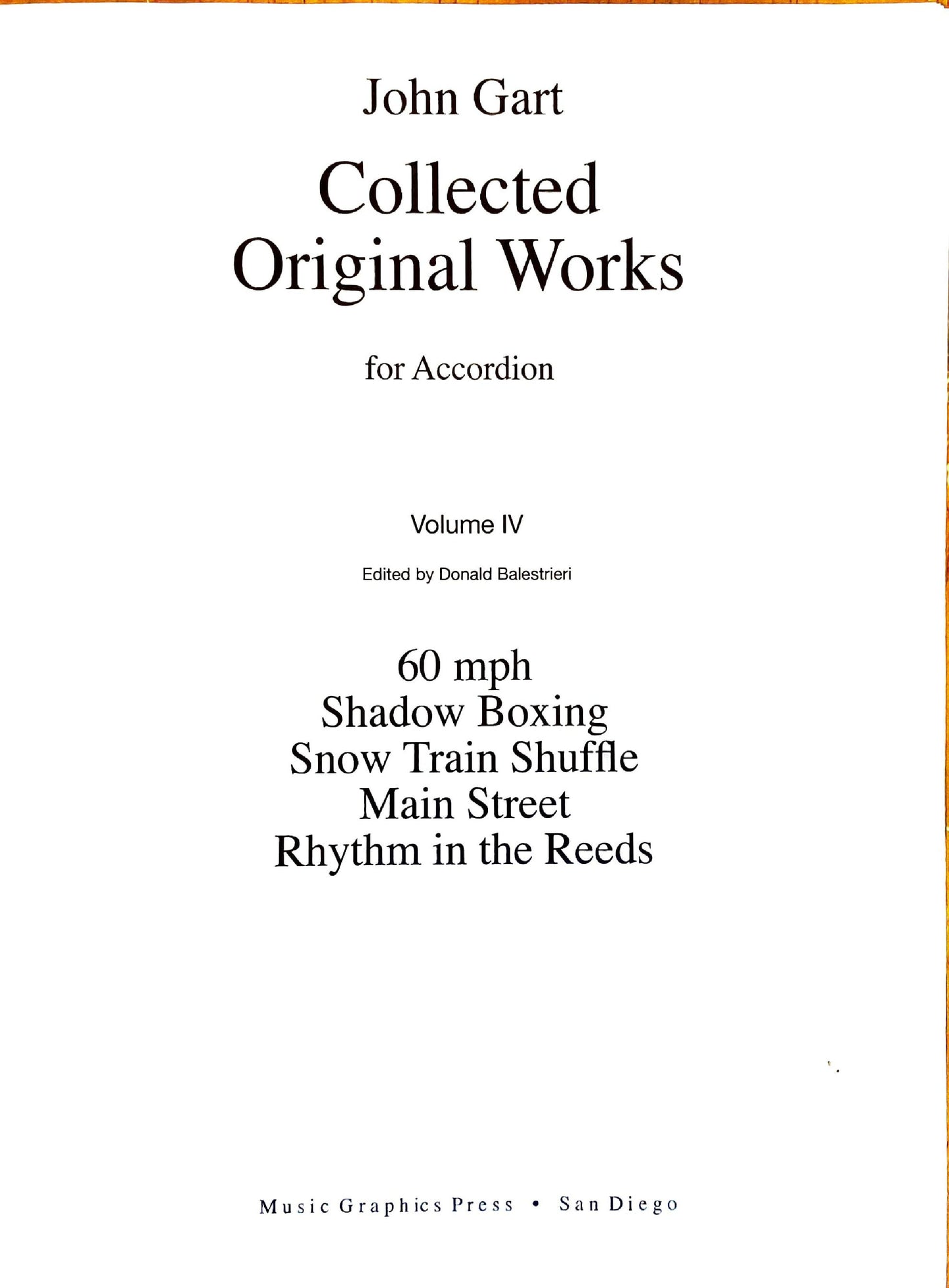 John Gart eBook Collected Original Works for Accordion Volume IV (eBook) (Solo)
