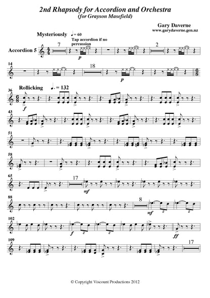 2nd Rhapsody for Solo Accordion and Accordion Orchestra - Score & Parts