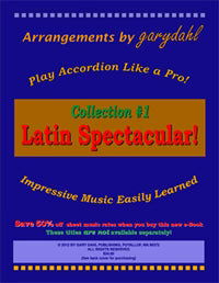 Book cover of 'Latin Spectacular!' accordion music collection by gargodahl